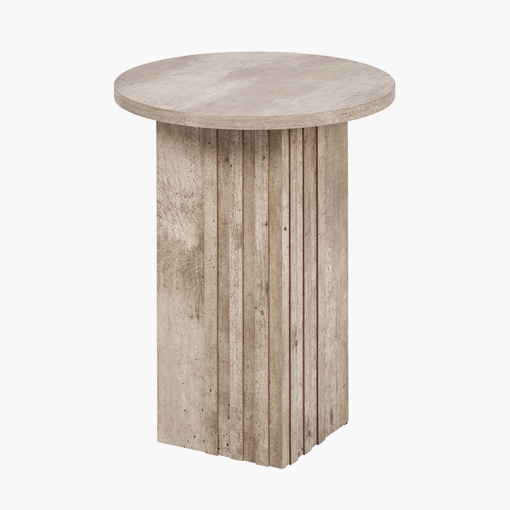 Elkton Concrete Effect Groove Detail Side Table